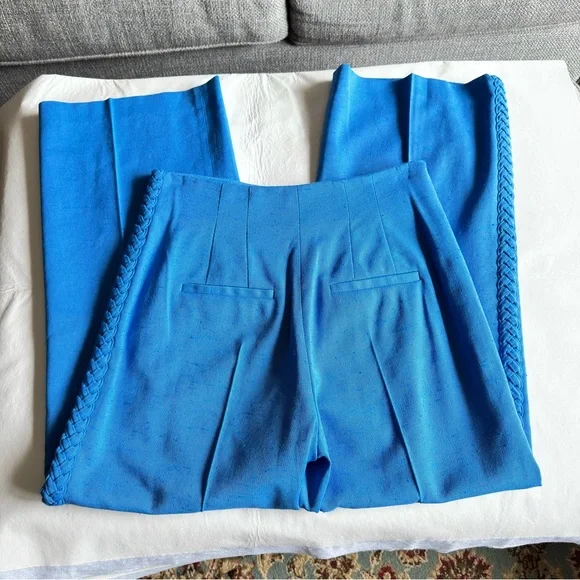 Veronica Beard Dove Woven Wide-leg Pants Blue 4 - Picture 8 of 15